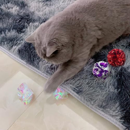Andiker Cat Crinkle Balls, 2.36 Inches 6 Colors 12pcs Cat Balls Chew and Chase Kitten Mylar Crinkle Ball Lightweight Cats Toys for Indoor Cats to Keep Fit and Active(12pcs) - Image 6