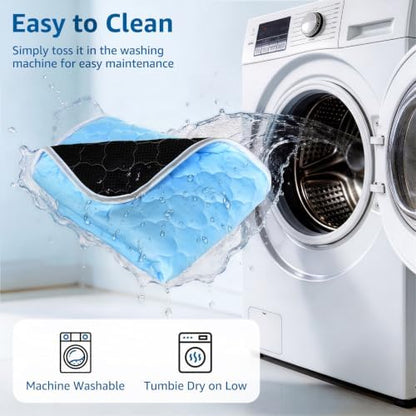 Pet Cooling Mats for Dogs, Cooling Pet Bed Outdoor & Indoor Use w Ice Silk Fabric & Waterproof Cover, Summer Cool Pad 29" x 18", Non-Slip Washable Pet Blanket for Crate Kennel Travel (Cryo Ice Blue) - Image 5