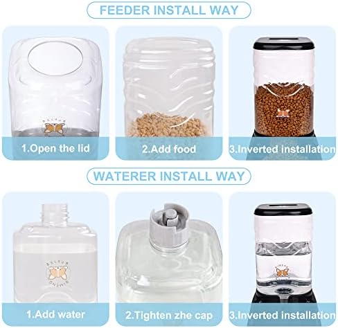 Elevon Automatic Cat Feeder, Gravity Food and Water Dispenser Bowl Set for Small Medium Dogs Animals, Pet Feeder Dispenser Storage Food, 3.8L Large Capacity, Black - Image 6