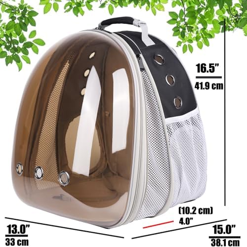Front Expandable Cat Backpack Carrier, Fit up to 20 lbs, Polarized Tinted Brown Bubble Window Pet Carrier Backpack for Large Fat Cat and Small Puppy - Image 2