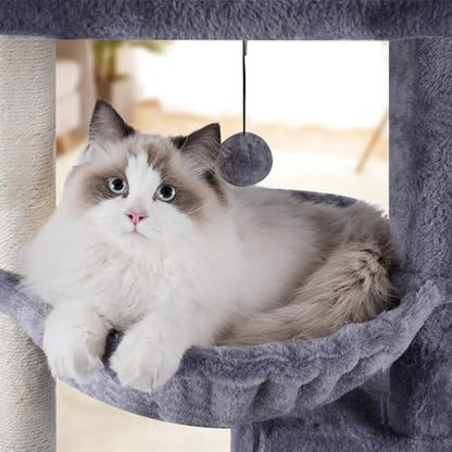 AIWIKIDE Cat Tree Has Scratching Toy with A Ball Activity Centre Cat Tower Furniture Jute-Covered Scratching Posts (Grey, 37.4'') - Image 5