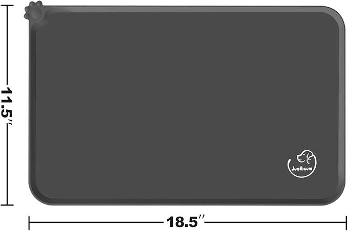Silicone Waterproof Dog Cat Pet Feeding Mats, Non Slip, Easy Clean Pet Dog Cat Bowl Mats Placemat (18.5" x 11.5") Grey