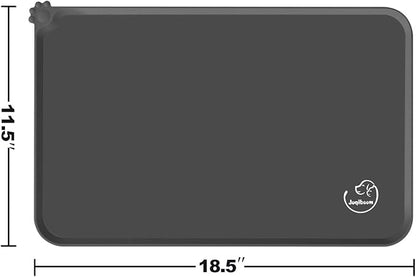 Silicone Waterproof Dog Cat Pet Feeding Mats, Non Slip, Easy Clean Pet Dog Cat Bowl Mats Placemat (18.5" x 11.5") Grey