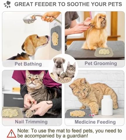 2 PCS Licking Mat for Dogs & Cats with Suction Cups, Dog Slow Feeder Lick Pat for Anxiety Relief, Dog Toys Feeding Mat for Butter Yogurt Peanut, Pets Bathing Grooming Training Mat (7.9''*7.9'') - Image 5
