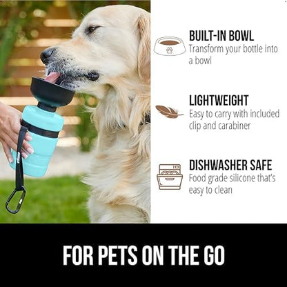 GORILLA GRIP Portable Dog Water Bottle, Food Grade Silicone, 20oz Turquoise - Image 5