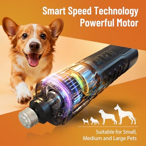 Electric Dog Nail Grinder: Upgraded 5-Speed Quiet Dog Nail Trimmer-Safe Painless Nail File for Claw Trimming & Grooming Care at Home for Dogs & Cats - Image 3