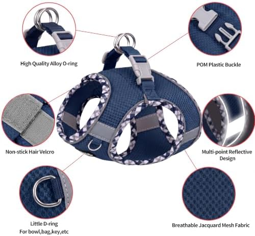 AIITLE Escape-Proof Dog Harnesss and Leash Set, Navy-Blue, L - Image 5