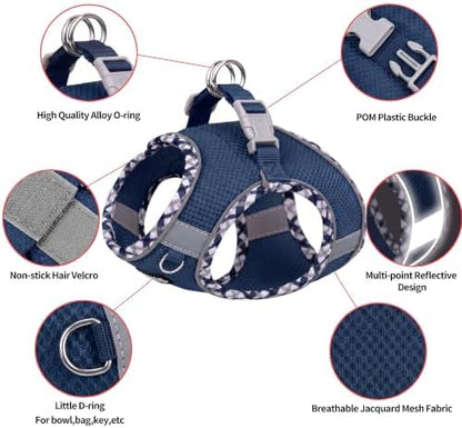 AIITLE Escape-Proof Dog Harnesss and Leash Set, Navy-Blue, L - Image 5