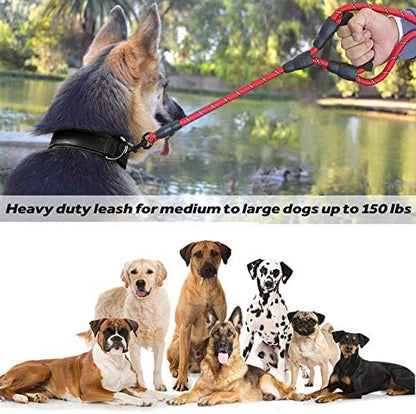 JSXD 5 FT Heavy Duty Double Handle Dog Leash with Comfortable Padded and Reflective Rope, for Small to Large Dogs (Rope-Red) - Image 5