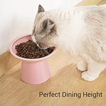 CEEFU 2-Pack Extra Wide Elevated Ceramic 6.2" Shallow Cat Food Bowls - Image 5