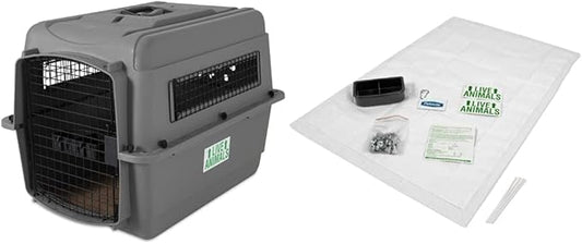 Petmate Sky Kennel Pet Carrier (28 Inch) and Petmate 290300 Kennel Travel Kit