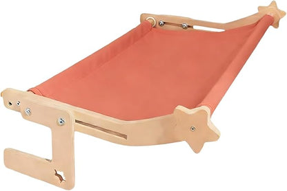Cat Hammock for Small Cats, S Size Pink Cat Bed with Solid Wood Frame, No Drill Design, 15.7 x 11.8 x 7.9 in Adjustable Kitten Window Perch