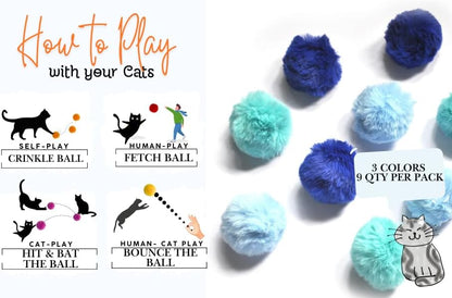 Cat Toys Ball Furry Ball with Rattle Bell Catnip for Cats Easter Gift (Blue (with Bell)) - Image 4