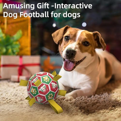 QDAN Christmas Dog Toys: Dog Soccer Ball with Straps for Outdoor Play, Tug of War, Puppy Gifts Durable 8-Inch Dog Balls for Medium Large Dogs - Image 6