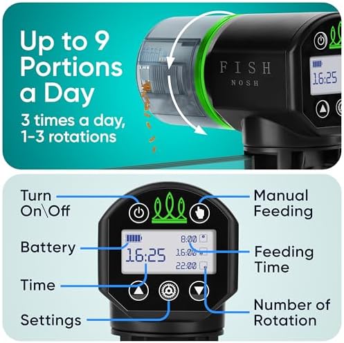 FISHNOSH Automatic Fish Feeder for Aquarium - New Generation 2026, Auto Food Dispenser with Timer for Small Tank, Big Aquariums & Pond (Green) - Image 2