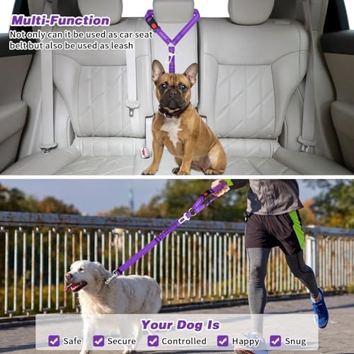 BWOGUE 2 Pack Dog Seat Belt for Car, Elastic Headrest Restraint - Image 7