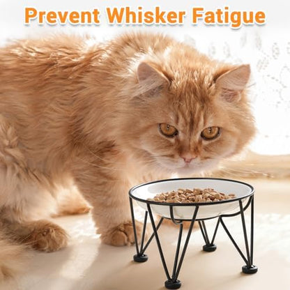 Elevated Ceramic Cat Bowls – Whisker-Friendly & Anti-Vomiting, Non-Slip Raised Cat Food Dishes – Stylish, Safe & Hygienic Feeding Set (2-Pack) - Image 4