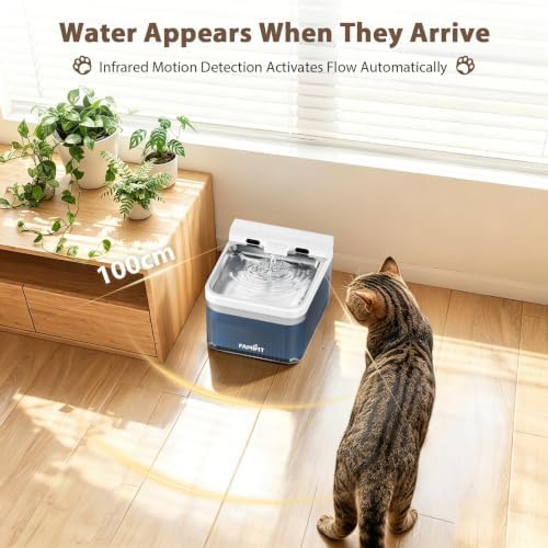4L Automatic Cat Water Fountain, Wireless Pump Stainless Steel Bowl - Image 4
