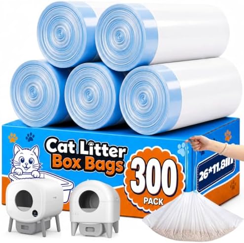 300 Count Cat Litter Box Liners, Drawstring Waste Bags by Sctoarielt