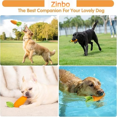 Tough Dog Toys for Aggressive Chewers, Indestructible Dog Chewers for Medium & Large Breeds, Squeaky Rubber Chew Toys to Keep Them Busy, Reduce Boredom, Teeth Cleaning, Milk Flavor (Carrot) - Image 3