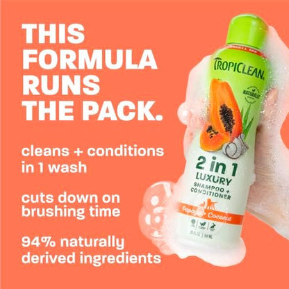 TropiClean 2in1 Dog Shampoo and Conditioner, 3X Longer Lasting Scent, 20oz - Image 3
