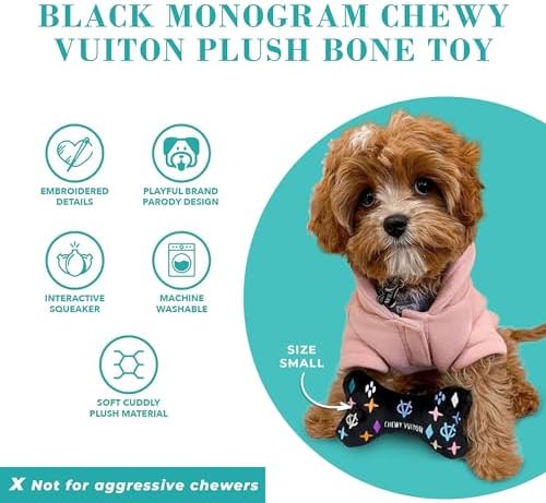 Haute Diggity Dog Chewy Vuiton Bone Plush Dog Toy, Designer Parody Toy - Image 4
