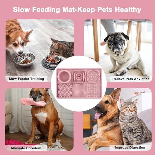 Lick Mat for Dogs, Slow Feeder Licking Mat with Suction Cups for Food and Water, Silicone Feeding Mat Perfect for Anxiety Relief Suitable for Butter Food Yogurt Peanut (Pink) - Image 6