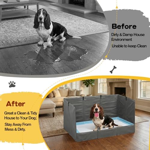 Foldable Dog Litter Box with High Walls, Waterproof Indoor Dog Potty Tray with 4-Inch Baffle, 33.5"×23.6"×15.9" Dogs Pee Pad Holder for Puppies Small and Medium Dogs - Image 5