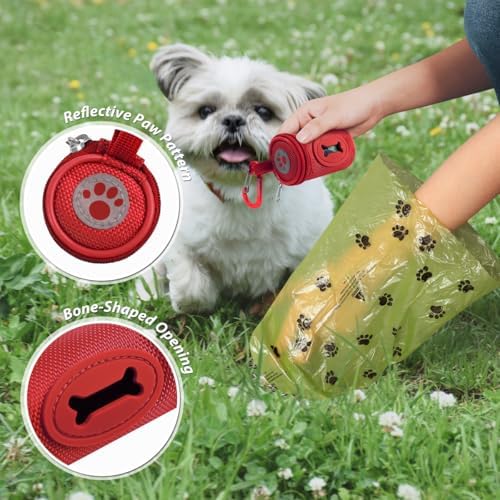 FURHAB Dog Poop Bag Holder for Leash with Carabiner Clip Soft Fabric - Image 3