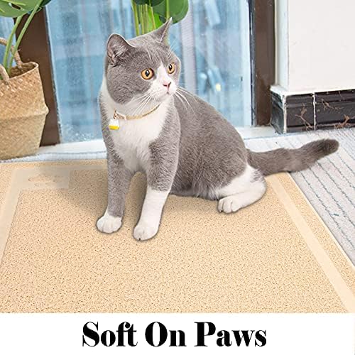 UPSKY Large Cat Litter Mat Trapper 35"×23", Waterproof, Non-Slip, Beige - Image 6