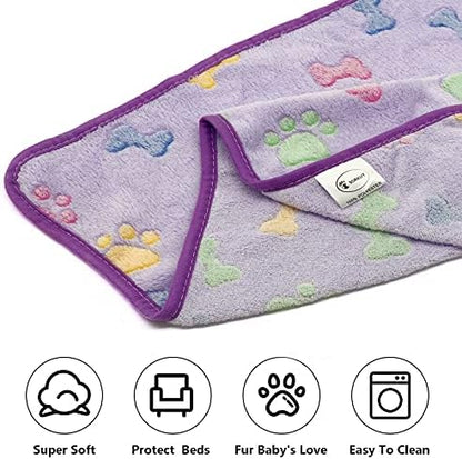 1 Pack 3 Puppy Blankets Super Soft Warm Sleep Mat Bone Print Cute Blanket Fluffy Premium Fleece Pet Blanket Flannel Throw Dog Blankets for Small Dogs Puppy Cat,Small(23"x15") - Image 4
