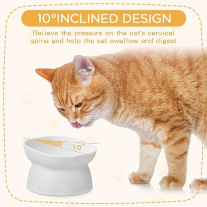 4 Pieces Plastic Tilted Elevated Cat Bowls Raised Cat Food Bowls Elevated Feeding Dish for Flat Faced Kitten Kitty Pets Supplies(White) - Image 3