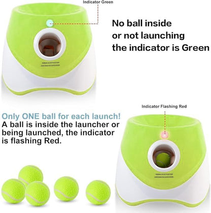 Automatic Dog Ball Launcher, Dog Ball Thrower Machine with 10-30Ft 3 Launching Distance, Interactive Toys for Small Dogs Indoor & Outdoor with 15 Mini Tennis Balls-2 Inch Light Green