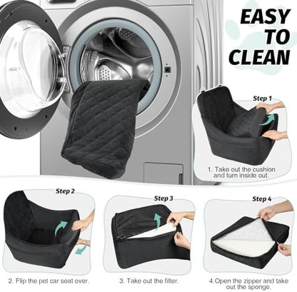 Lealchum Dog car seat for Medium Dogs,Easy to Install with Adjustable Straps,Anti Slip Bottom pet car Bed,Fully Detachable and Washable pet Travel Bed (Black, Medium) - Image 5