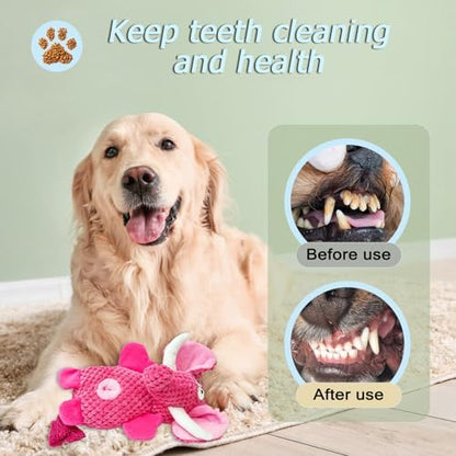 Cute Plush Elephant Dog Toy with Squeaky Sound & Crinkle Paper - Perfect for Small, Medium & Large Dogs (Pink) - Image 4