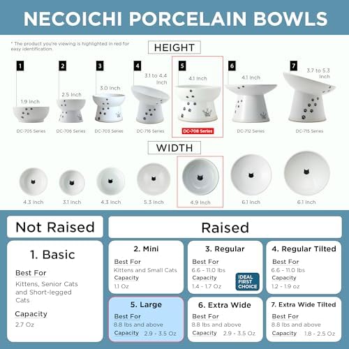 Necoichi Ceramic Elevated Cat Food Bowl (Sakura, Large Flat) - Image 5