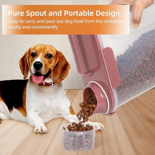 LEAWALK 5-7Lbs Dog Cat Food Storage Container with Upgraded Large Nozzle BPA-free, 4 Snap Seals Plastic Pet Food Storage Containers with Handles (Rose Pink, 5L-1pack) - Image 2