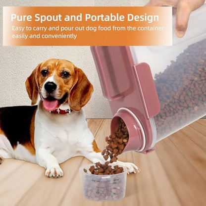 LEAWALK 5Lbs/6Qt Airtight Pet Storage Container For Cat Dog Bird Food and Keep Fresh, Translucent Body, Upgraded Large Nozzle for Easy Pouring With Handle Design Easy to Carry When Going 2pack - Image 2