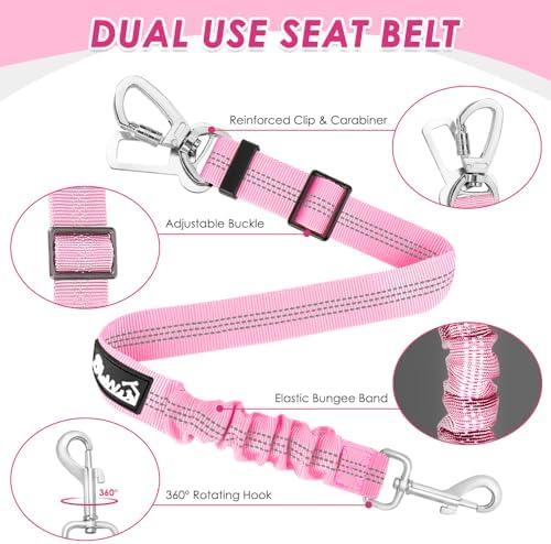 SlowTon Dog Seatbelt, 2 Pack Adjustable Heavy Duty Dog Safety Seat Belt - Image 4