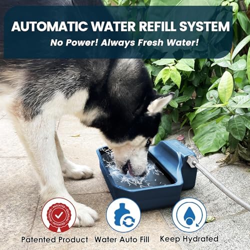 PETIMI Automatic Water Dispenser for Dogs/Cats, 1 Gallon Auto-Fill Dog Water Bowl Dispenser for Indoor/Outdoor, Large Water Feeder for Pets/Livestock, BPA-Free, Wide Mouth, Fits GHT 3/4" Faucet, Blue - Image 2