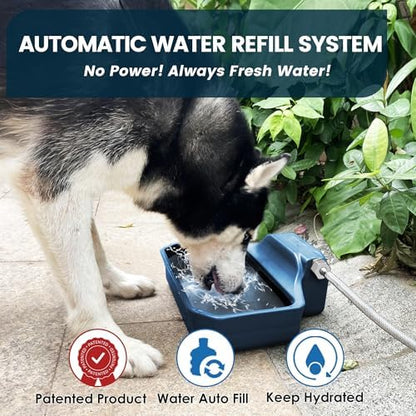 PETIMI Automatic Water Dispenser for Dogs/Cats, 1 Gallon Auto-Fill Dog Water Bowl Dispenser for Indoor/Outdoor, Large Water Feeder for Pets/Livestock, BPA-Free, Wide Mouth, Fits GHT 3/4" Faucet, Blue - Image 2