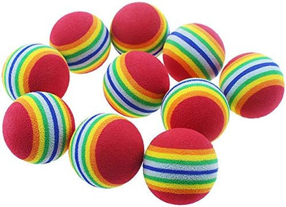 VOVIGGOL 12 Pack Rainbow Cat Toy Balls Soft EVA Foam Interactive Indoor Kittens Favorite Toys 1.38" Dia. Small Dogs Puppies Toy Balls Bulk Activity Chase Quiet Play Sponge Ball by VOVIGGOL
