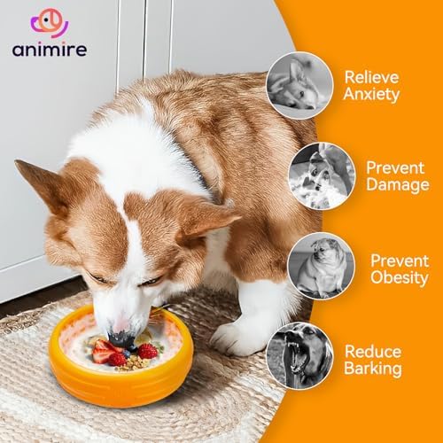 Dog Lick Bowl, Animire Freeze Lick Mat for Dogs, Non-Slip Slow Feeder Licking Bowl Enrichment Treat for Distraction Anxiety Relief, Food Grade Silicone, Dishwasher Safe(Orange,XL) - Image 2