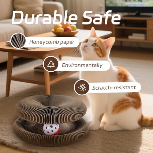 Kitty Curls Cat Toys Cat Scratching Board Toy with Ball Foldable Accordion Honeycomb Toy for Indoor Cats & Kittens, Twisty Paws cat Toy(1pcs) - Image 4