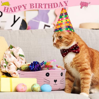 Zopeal 58 Pcs Cat Toy Set with Storage Basket Indoor, Pink, 9.8 Inch - Image 6