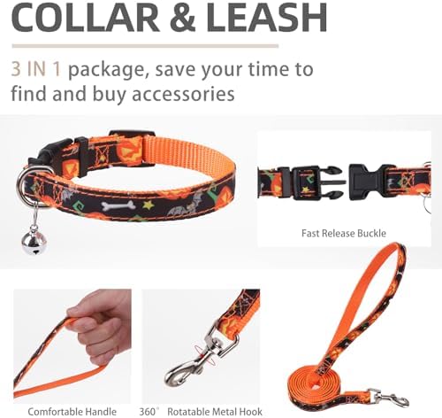 PUPTECK Halloween Dog Harness, Collar and Leash Set No Pull for Small Sized - Image 4