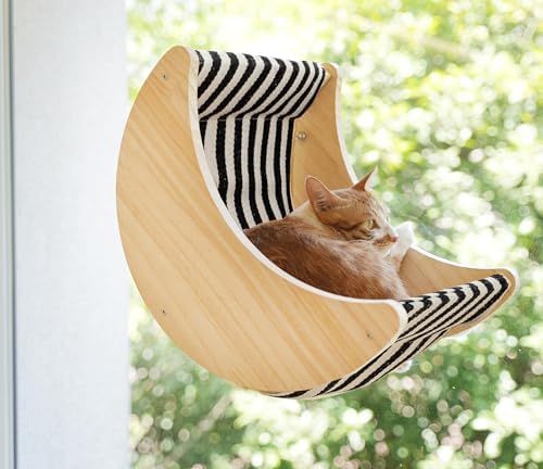 HAPYKITYS Cat Window Perch, Plywood Moon Bed with 4 Heavy-Duty Suction Cups - Image 5