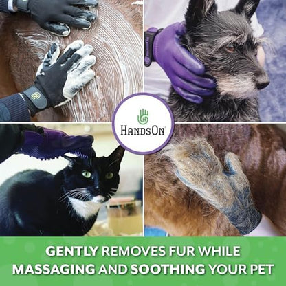 H HANDSON Pet Grooming Gloves - Patented #1 Ranked, Award Winning Shedding, Bathing, & Hair Remover Gloves - Gentle Brush for Cats, Dogs, and Horses (Grey, Small) (Pack of 2) - Image 2