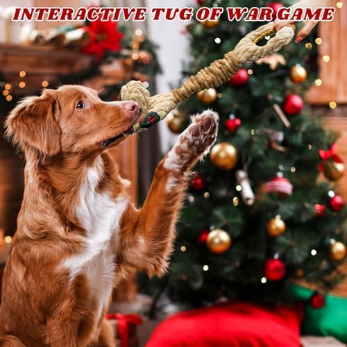 Christmas Squeaky Dog Toy-Festive Elk with Crinkle and Pull Ring - Image 4