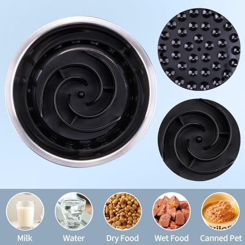 Slow Feeder Dog Bowls Insert, Bestalk Soft Silicone Slow Eating Feeder Insert with Suction Cups for Small, Medium and Large Dogs, Fit into Basic and Elevated Dog Bowls, Black - Image 5